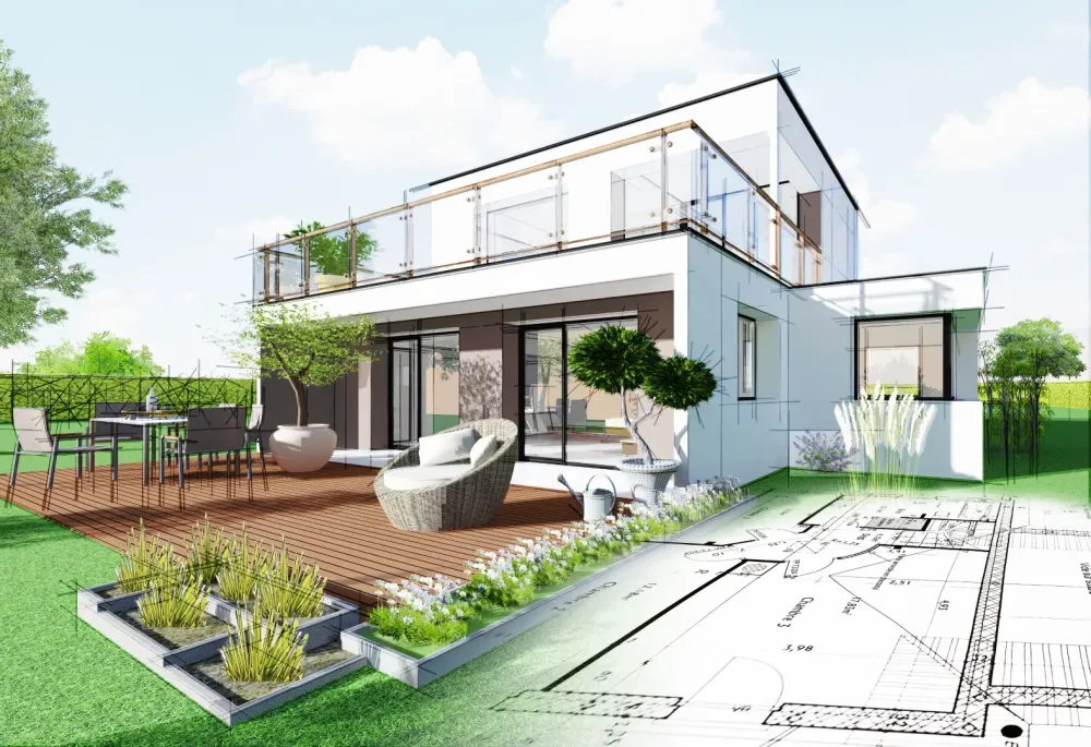 plan maison jardin